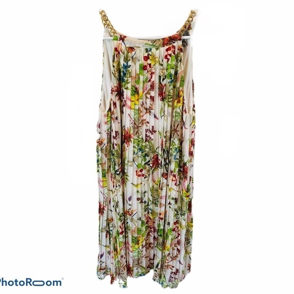 Neiman Marcus Tropical Floral Pleated Dress Size 8 - Picture 7 of 8